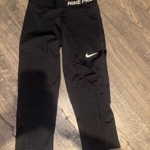 Nike Kids Black Leggings with White Logo